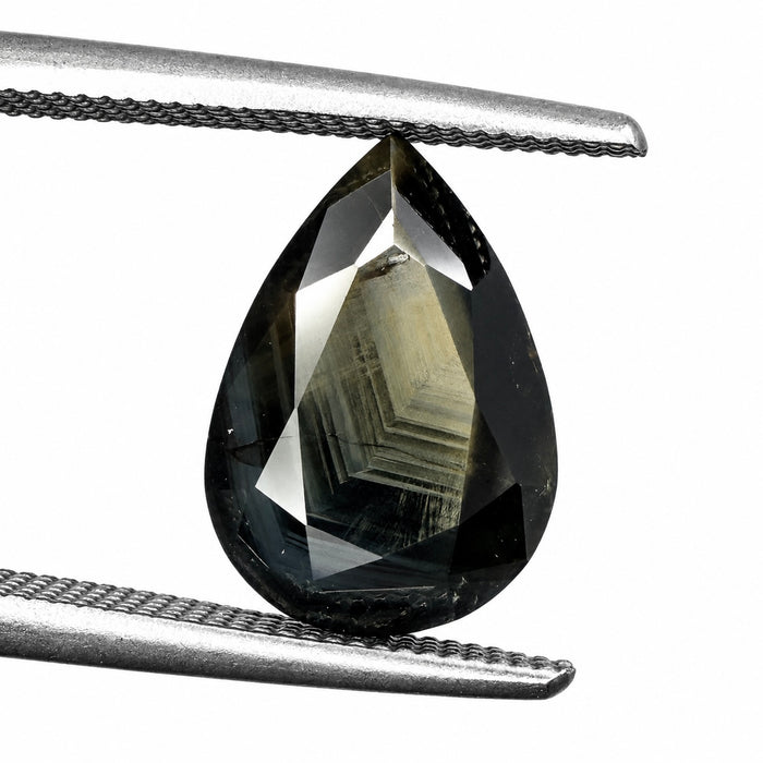 Australian black sapphire with growth pattern 3.23ct pear cut loose gemstone - Buy loose or customise