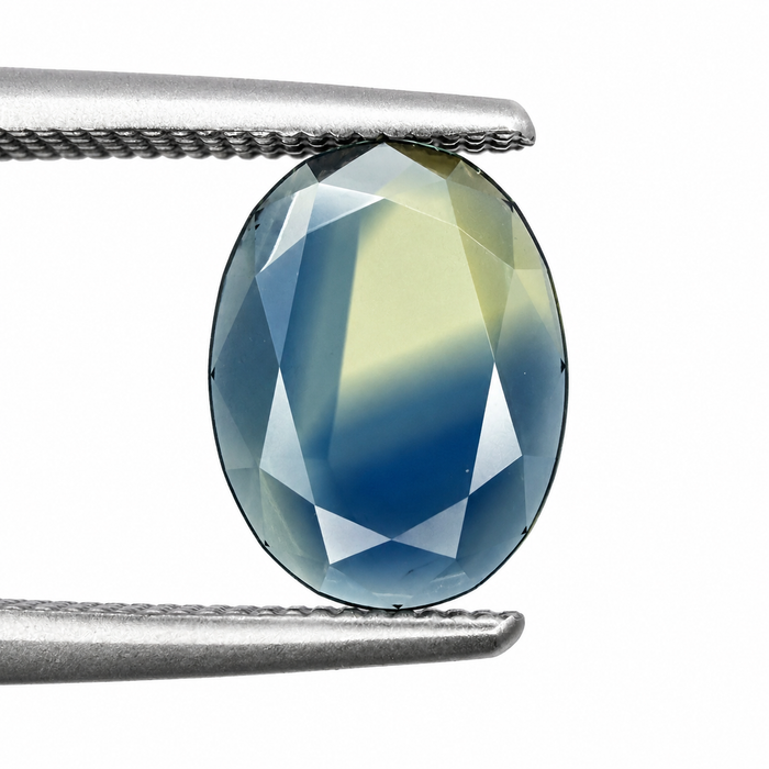 Australian Parti sapphire with colour split growth pattern 1.55ct oval Portrait cut loose gemstone - Buy loose or customise
