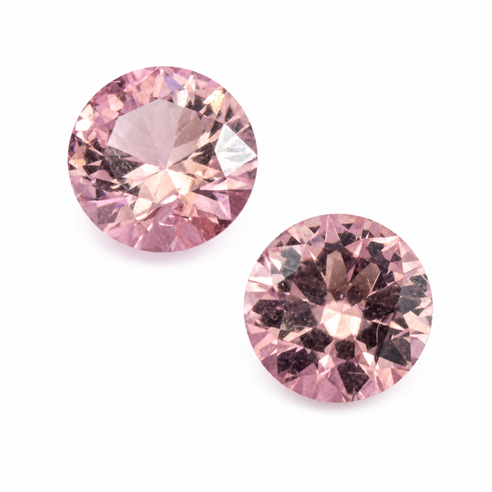Pink tourmaline round cut matched pair 1.80 carats total - Buy loose or customise
