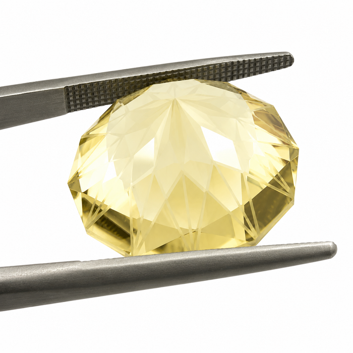 Citrine lemon quartz unique German laser geometric mixed cut 14.24 carat loose gemstone - Buy loose or customise