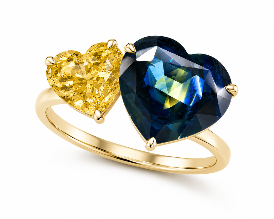 Pharaoh’s eye Australian Parti Sapphire heart cut 4.28 carats - Buy loose or customise
