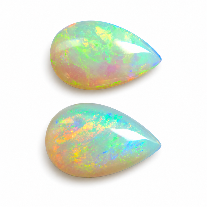 Australian white opal matched pair 2.18 carat total loose gemstone - Buy loose or customise