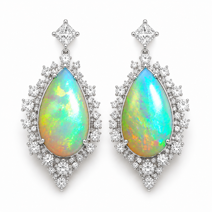 Australian white opal matched pair 2.18 carat total loose gemstone - Buy loose or customise