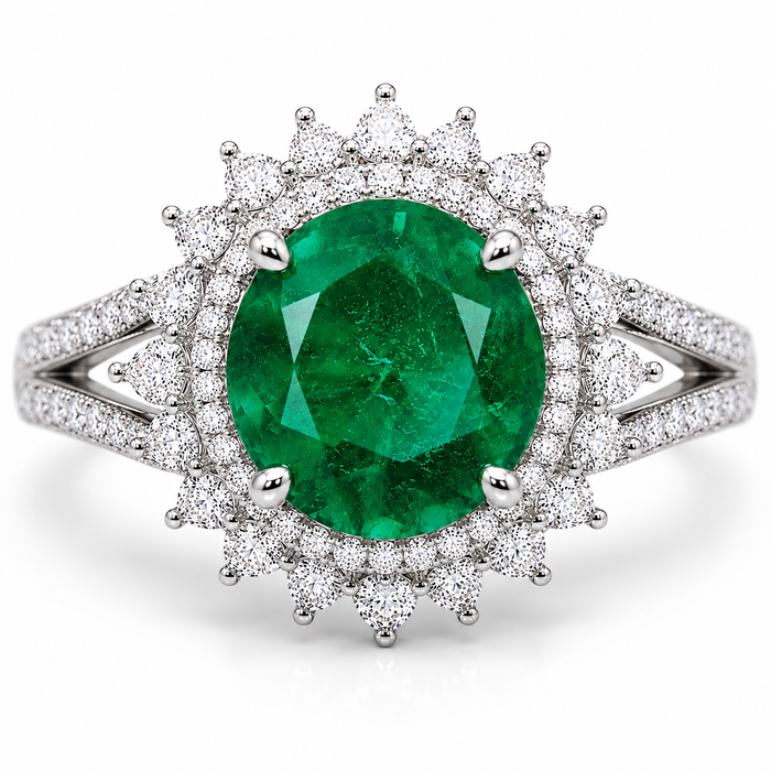 Emerald round brilliant cut 0.48 carat loose gemstone - Make a custom order