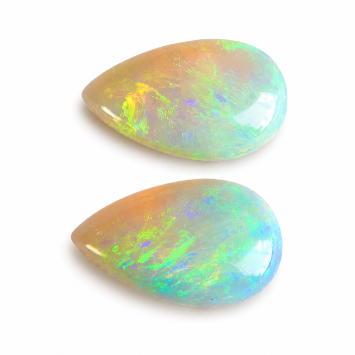 Australian white opal matched pair 2.18 carat total loose gemstone - Buy loose or customise