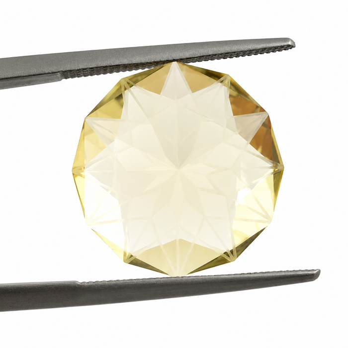 Citrine lemon quartz unique German laser geometric mixed cut 14.24 carat loose gemstone - Buy loose or customise