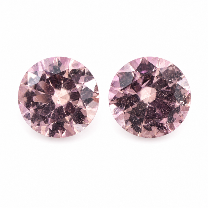 Pink tourmaline round cut matched pair 1.80 carats total - Buy loose or customise