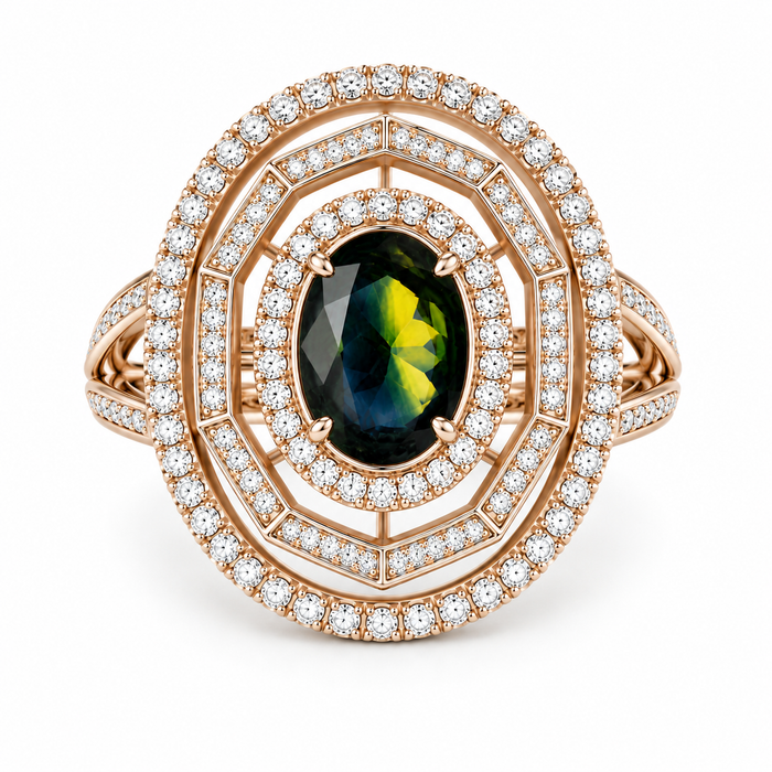 Australian Parti sapphire with colour split 0.68ct oval brilliant cut loose gemstone - Buy loose or customise