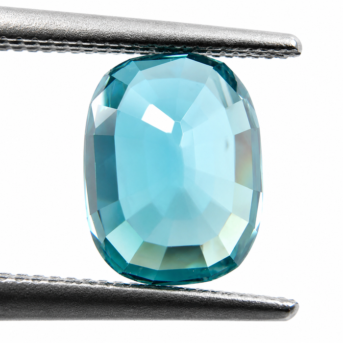 Blue Zircon rectangle cushion cut 4.92 carat gemstone - Buy loose or Make your own custom jewelry