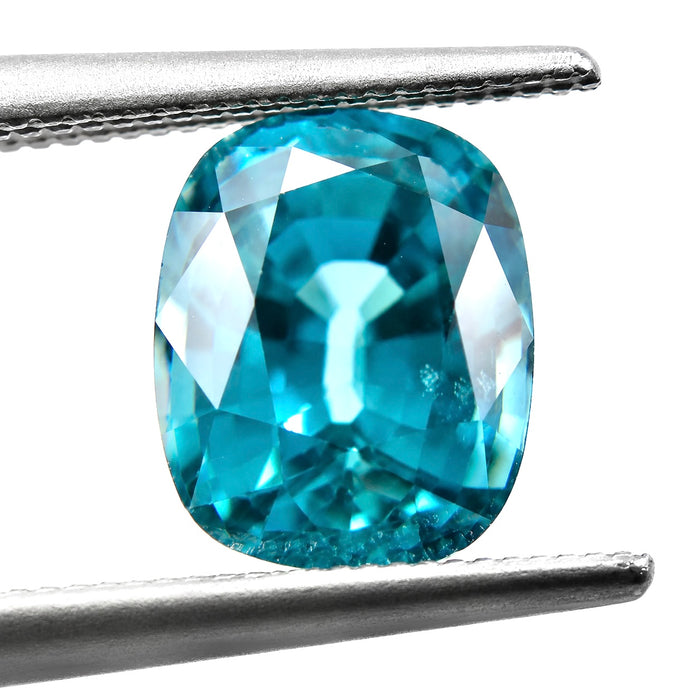 Blue Zircon rectangle cushion cut 4.92 carat gemstone - Buy loose or Make your own custom jewelry