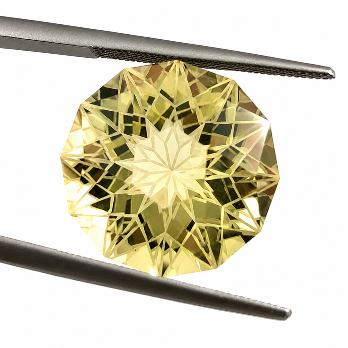 Citrine lemon quartz unique German laser geometric mixed cut 14.24 carat loose gemstone - Buy loose or customise