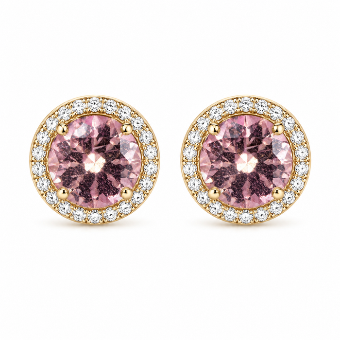 Pink tourmaline round cut matched pair 1.80 carats total - Buy loose or customise