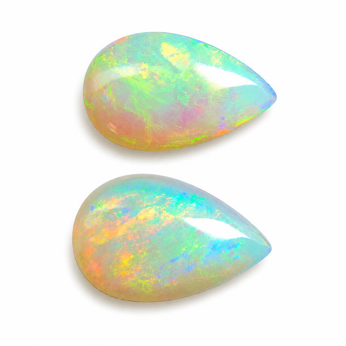 Australian white opal matched pair 2.18 carat total loose gemstone - Buy loose or customise