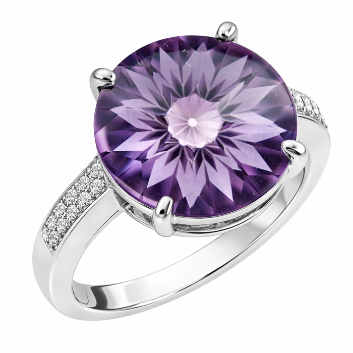 Amethyst unique German laser flower mixed cut 10.60 carat loose gemstone - Buy loose or customise
