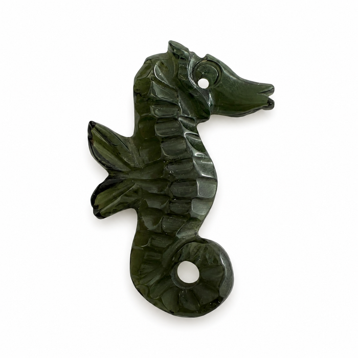 Dark green tourmaline carved seahorse 5.42 carat loose gemstone - Buy loose or customise
