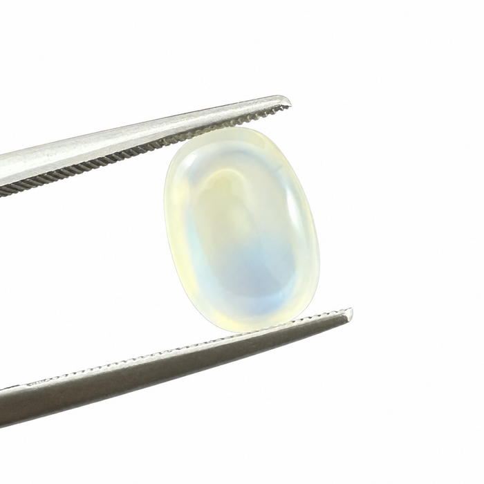 Rainbow moonstone 5.21 carat elongated oval cut sugarloaf cabochon loose gemstone