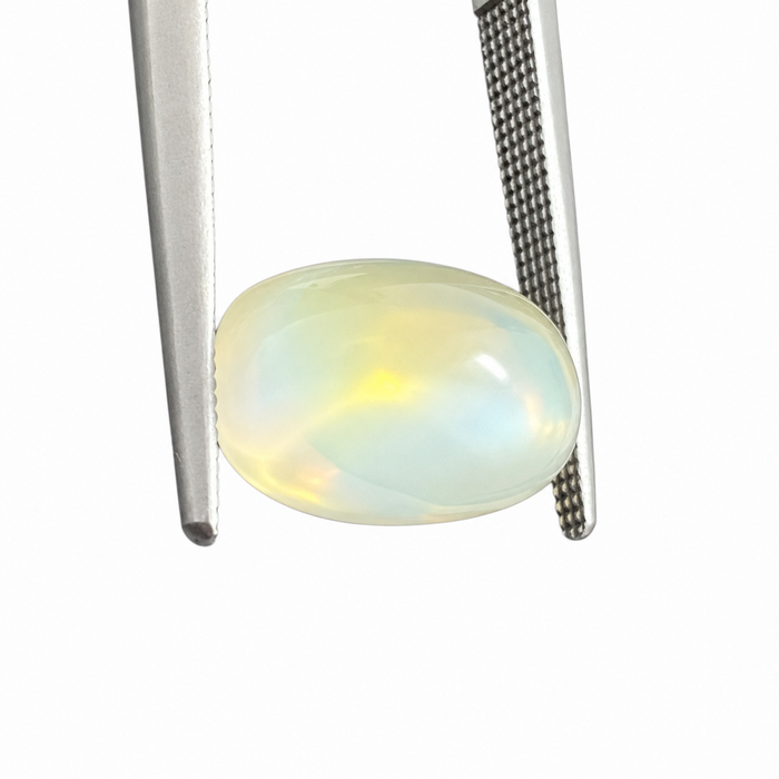 Rainbow moonstone 5.21 carat elongated oval cut sugarloaf cabochon loose gemstone