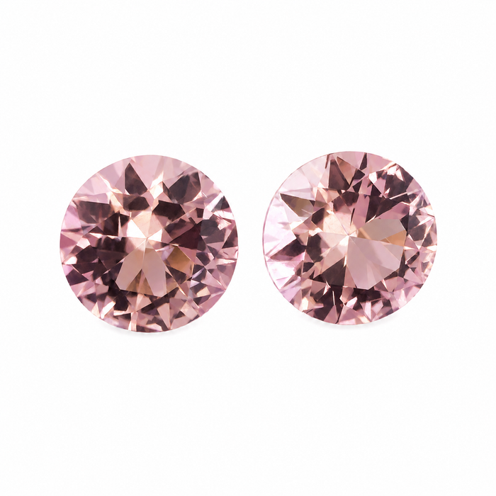 Pink tourmaline round cut matched pair 1.80 carats total - Buy loose or customise