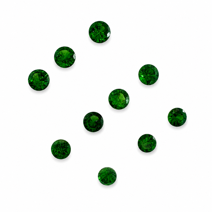 Green Tsavorite garnet round cut 0.10-0.14ct 3x1.7mm approximately each loose gemstone - price is per stone - Buy loose or customise