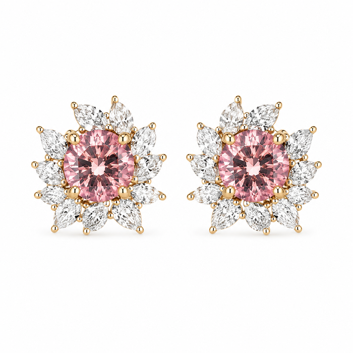 Pink tourmaline round cut matched pair 1.80 carats total - Buy loose or customise