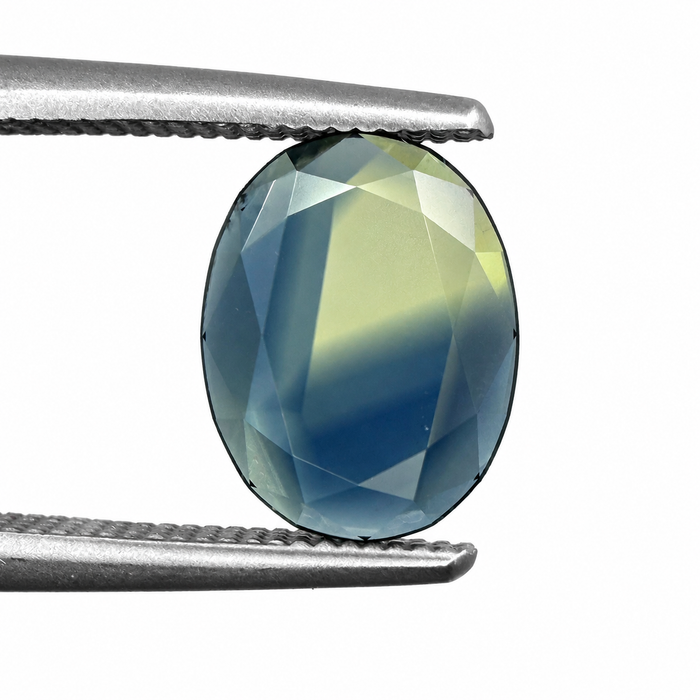 Australian Parti sapphire with colour split growth pattern 1.55ct oval Portrait cut loose gemstone - Buy loose or customise