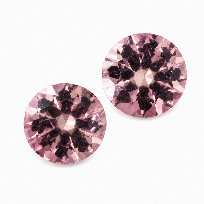 Pink tourmaline round cut matched pair 1.80 carats total - Buy loose or customise