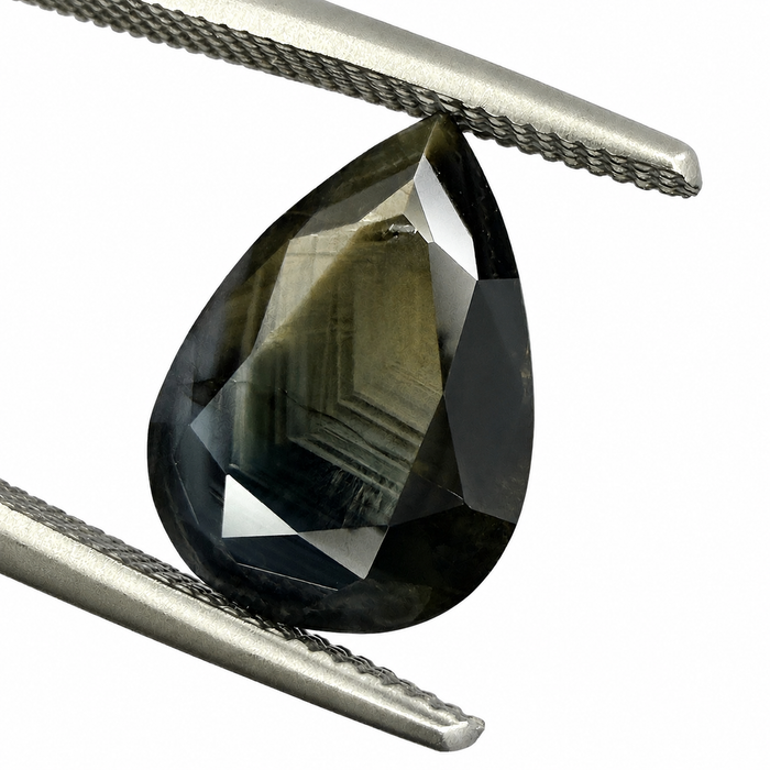 Australian black sapphire with growth pattern 3.23ct pear cut loose gemstone - Buy loose or customise