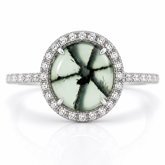 Emerald Trapiche round cabochon cut 1.56 carats 7.5x6.9mm loose gemstone