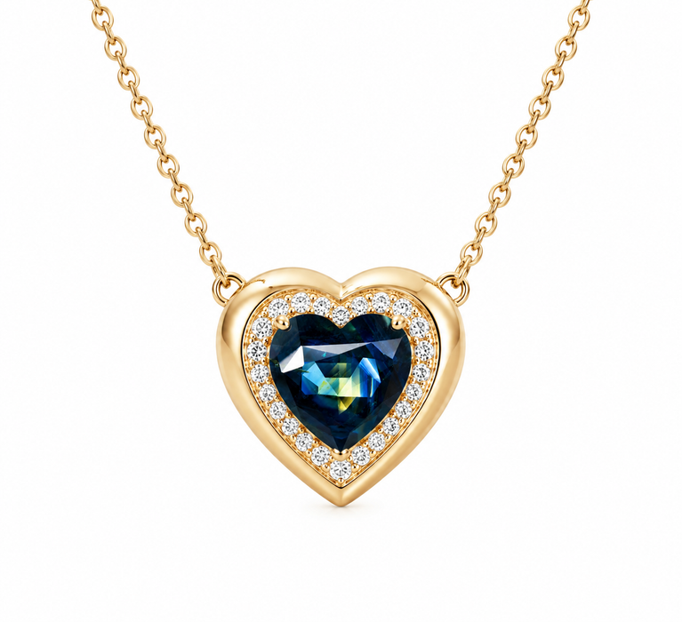 Pharaoh’s eye Australian Parti Sapphire heart cut 4.28 carats - Buy loose or customise