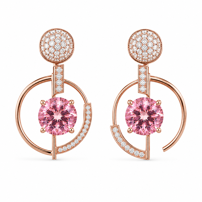 Pink tourmaline round cut matched pair 1.80 carats total - Buy loose or customise
