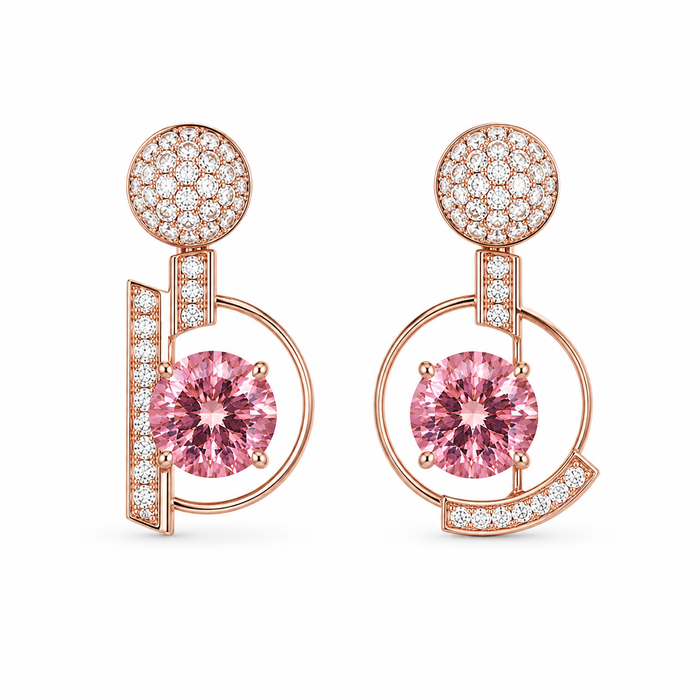Pink tourmaline round cut matched pair 1.80 carats total - Buy loose or customise