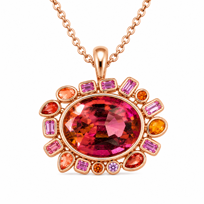 Pink orange sunset tourmaline fancy oval cut 1.28 carats loose gemstone - Buy loose or customise