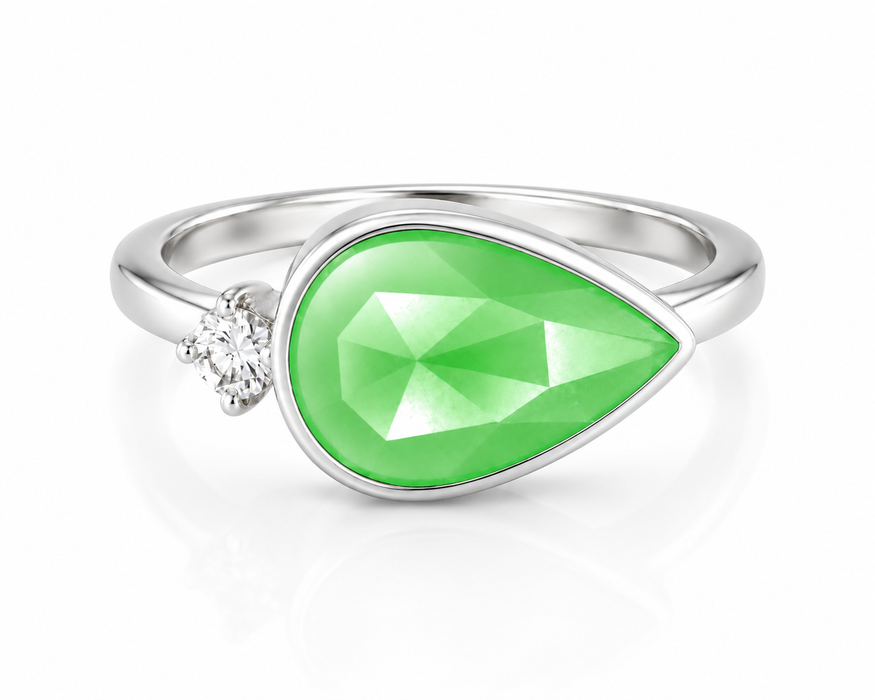 Australian Chrysoprase pear rose cut 0.97 carat loose gemstone - Make your own custom jewelry design.