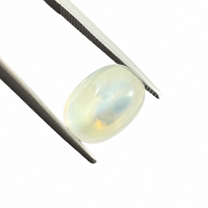 Rainbow moonstone 5.21 carat elongated oval cut sugarloaf cabochon loose gemstone