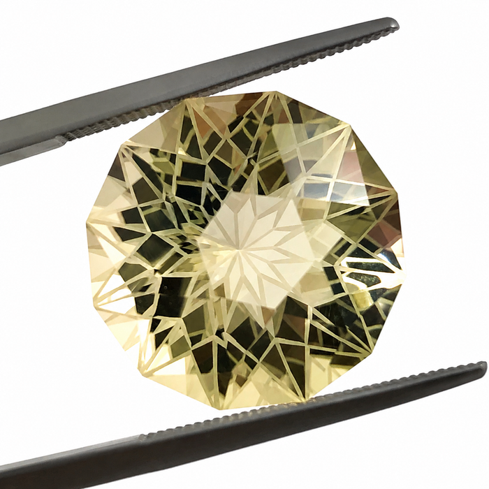 Citrine lemon quartz unique German laser geometric mixed cut 14.24 carat loose gemstone - Buy loose or customise
