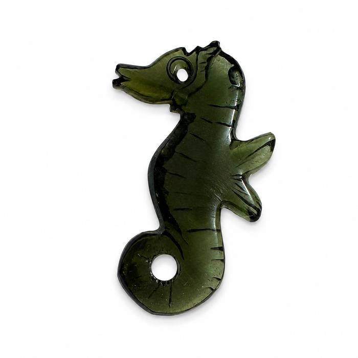 Dark green tourmaline carved seahorse 5.42 carat loose gemstone - Buy loose or customise