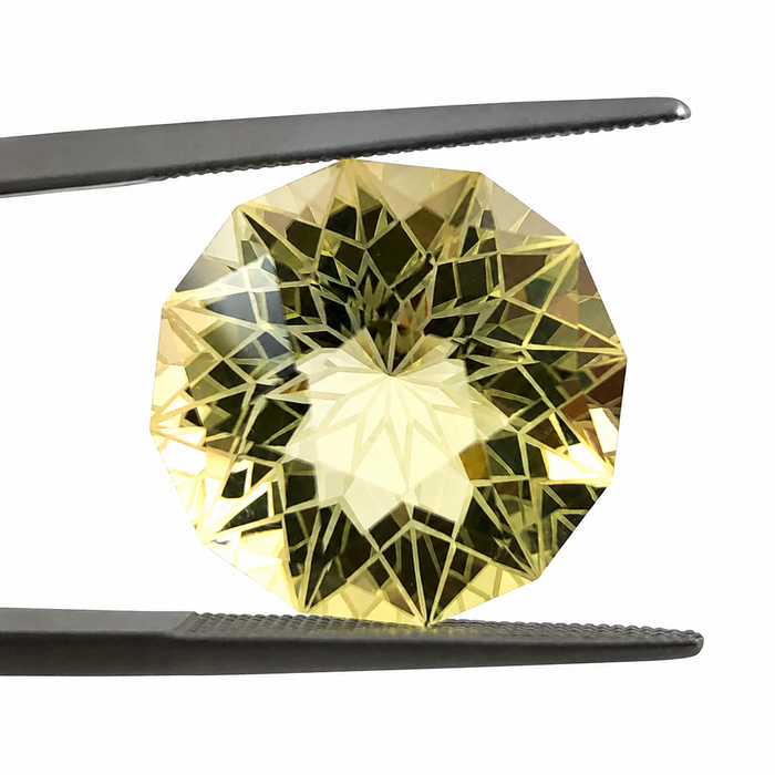Citrine lemon quartz unique German laser geometric mixed cut 14.24 carat loose gemstone - Buy loose or customise