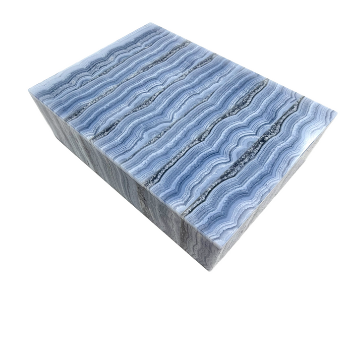 Blue lace agate rectangle gemstone box 156x110mm