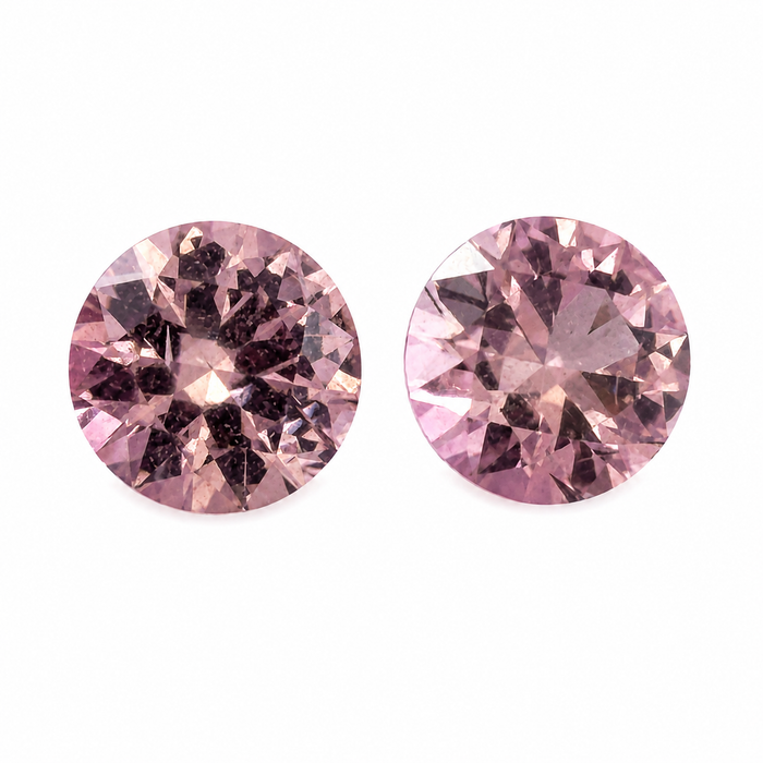 Pink tourmaline round cut matched pair 1.80 carats total - Buy loose or customise