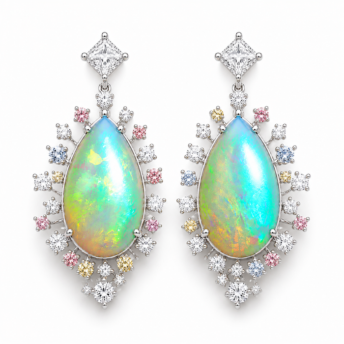 Australian white opal matched pair 2.18 carat total loose gemstone - Buy loose or customise