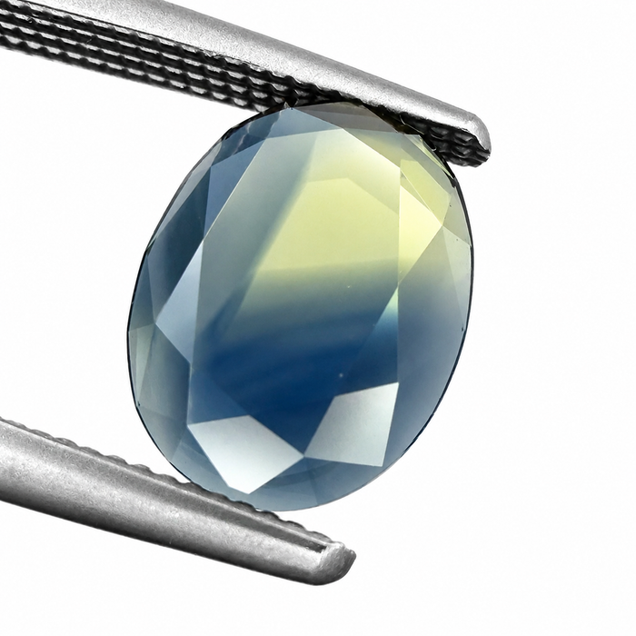 Australian Parti sapphire with colour split growth pattern 1.55ct oval Portrait cut loose gemstone - Buy loose or customise