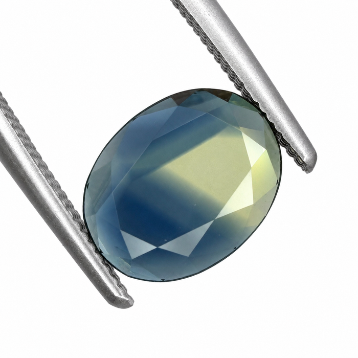 Australian Parti sapphire with colour split growth pattern 1.55ct oval Portrait cut loose gemstone - Buy loose or customise