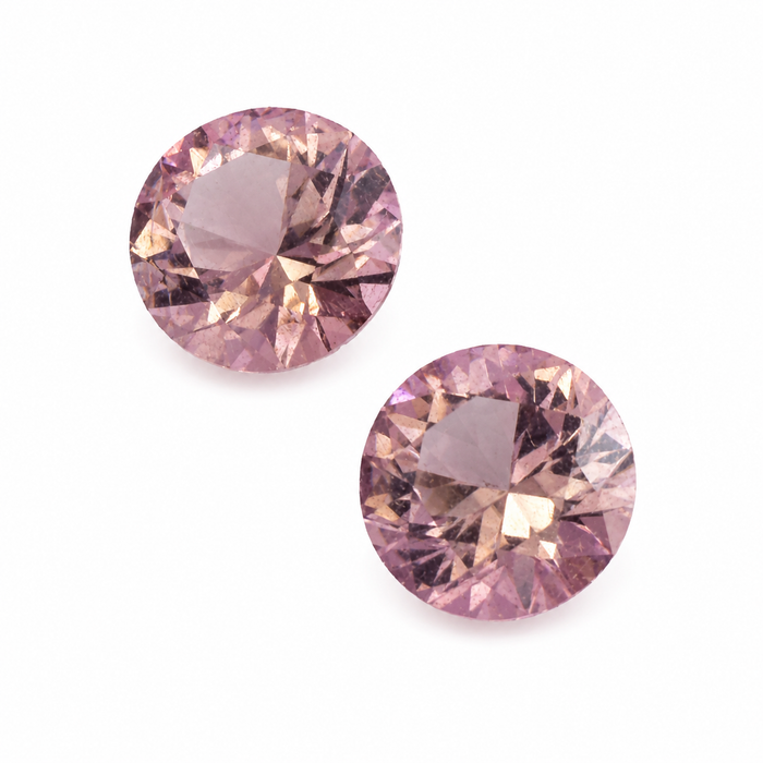 Pink tourmaline round cut matched pair 1.80 carats total - Buy loose or customise