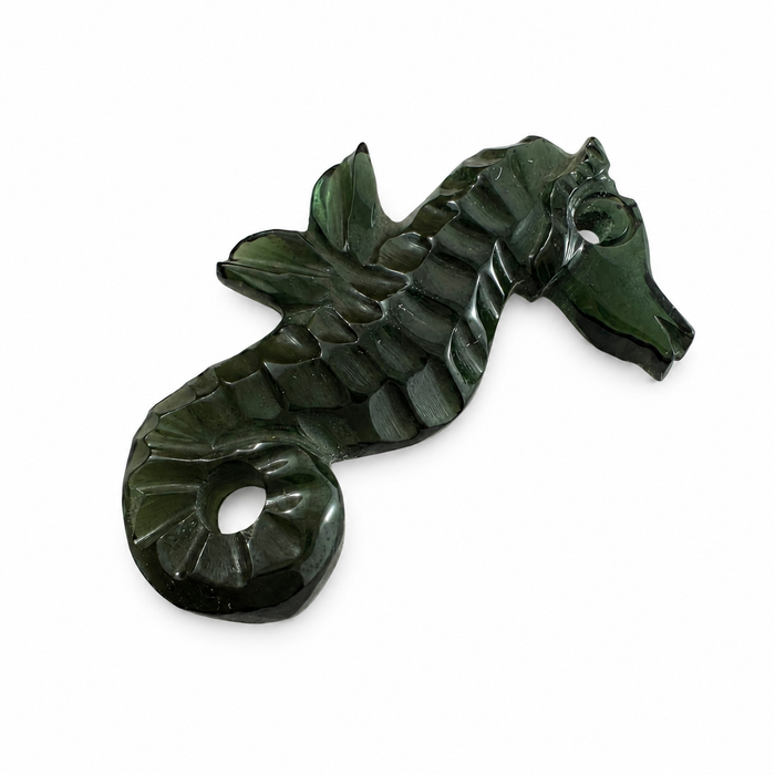 Dark green tourmaline carved seahorse 5.42 carat loose gemstone - Buy loose or customise