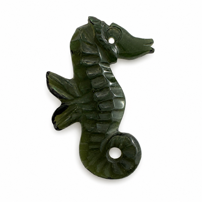 Dark green tourmaline carved seahorse 5.42 carat loose gemstone - Buy loose or customise