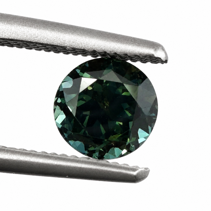 Australian Dark Teal sapphire 0.83 round brilliant cut loose gemstone - Buy loose or customise