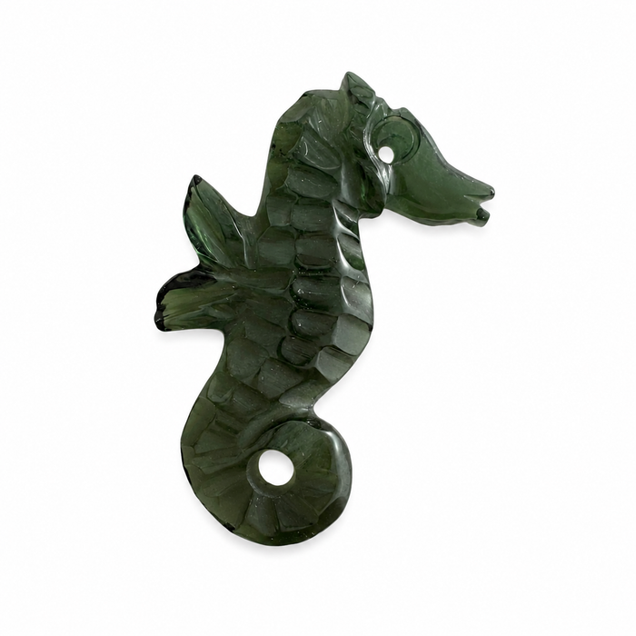 Dark green tourmaline carved seahorse 5.42 carat loose gemstone - Buy loose or customise