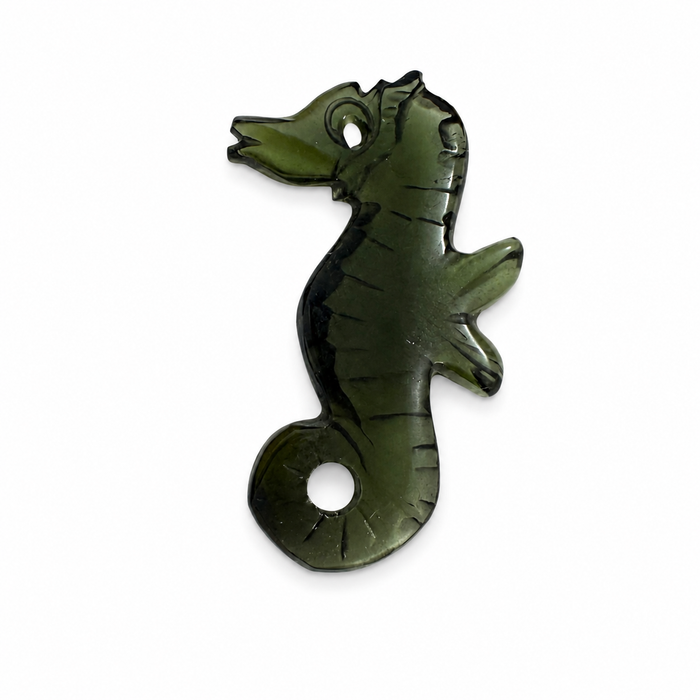 Dark green tourmaline carved seahorse 5.42 carat loose gemstone - Buy loose or customise