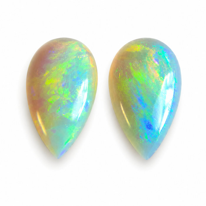 Australian white opal matched pair 2.18 carat total loose gemstone - Buy loose or customise