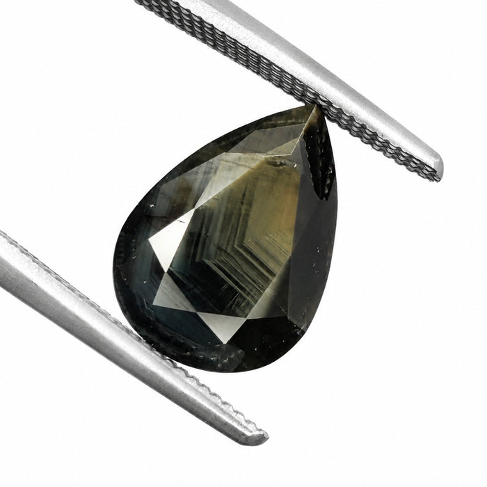 Australian black sapphire with growth pattern 3.23ct pear cut loose gemstone - Buy loose or customise